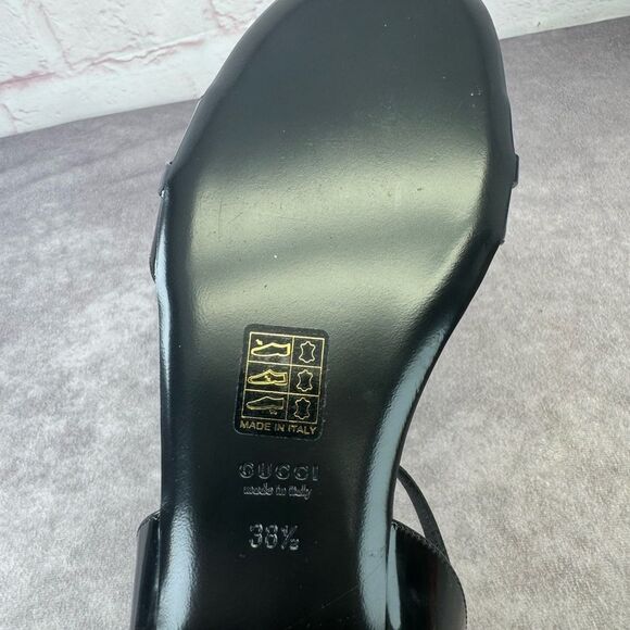 Gucci NIB Horsebit Black Patent Sandals Flats 38.5 - Picture 10 of 12